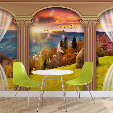 Vlies Fototapete Wandtapete Wandbilder 3D European Roman Berge Landschaft 1120