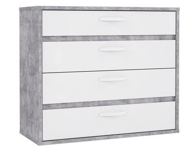 Schubkastenkommode Coburg 1 Betonoptik weiß 100x87x42 cm Jugendzimmer