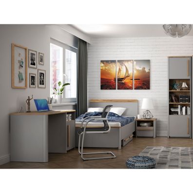 Jugendzimmer Selim 18 grau 5-teilig Schlafzimmer Jugendbett Singlebett
