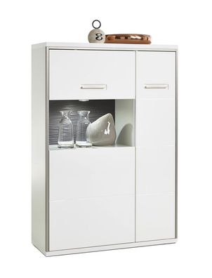 Highboard Travis 3 weiß Hochglanz 94x137x38 cm Schrank Wohnzimmer