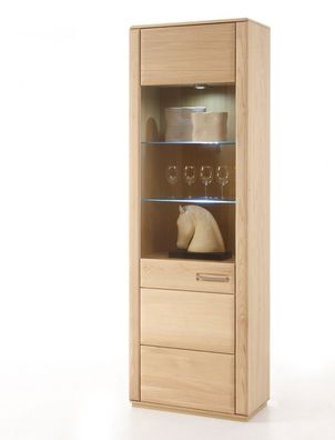 Vitrine Senta 4 Eiche bianco teilmassiv 69x209x38 cm Glasvitrine