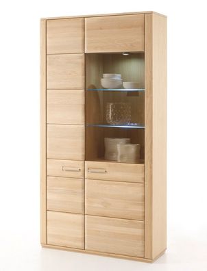 Vitrine Senta 5 Eiche bianco teilmassiv 107x209x38 cm Glasvitrine