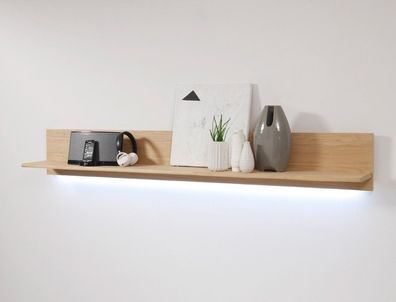 Wandboard Senta 14 Eiche bianco teilmassiv 179x25x25cm Wandregal Regal
