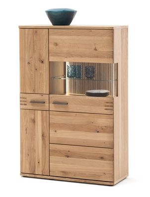Highboard Santos 5 Balkeneiche Bianco teilmassiv 90x136x37 cm Kommode