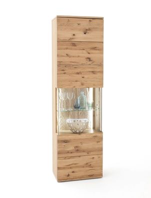 Vitrine Samir 4 Asteiche Bianco teilmassiv 60x208x37 cm LED