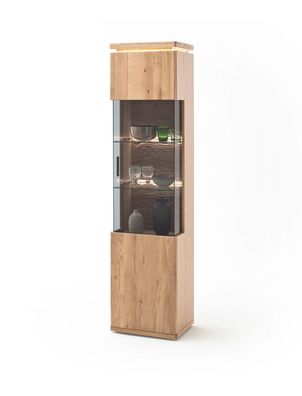 Vitrine Burgos 11 Balkeneiche Bianco teilmassiv 50x204x37 cm LED