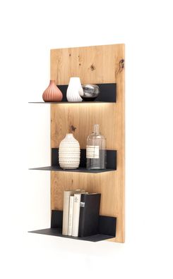 Wandboard Silvio 9 Eiche Bianco 45x101x24 cm Wandregal Regal LED