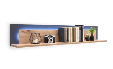Wandboard Mauro 8 Balkeneiche Nb. 139x24x20 cm Wandregal LED