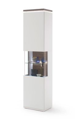 Vitrine Monia 3 weiß Amberg Eiche Nb. 50x208x37 cm Glasvitrine LED
