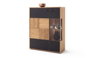 Highboard Vera 5 Balkeneiche Bianco teilmassiv 94x120x37 cm Kommode
