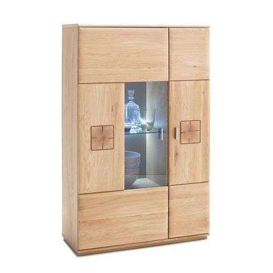 Highboard links Bonn 6 Eiche Bianco teilmassiv 90x141x38 cm Kommode