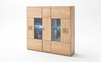 Highboard Bonn 2 Eiche Bianco teilmassiv 150x141x38 cm Kommode