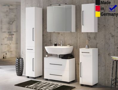 Badezimmer Tessin 20 weiß 5-teilig Unterbeckenschrank Spiegelschrank