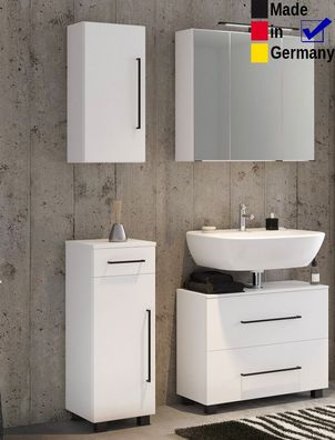 Badezimmer Tessin 21 weiß 4-teilig Unterbeckenschrank Spiegelschrank
