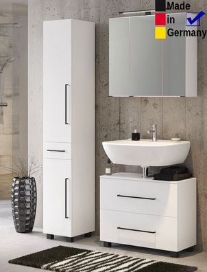 Badezimmer Tessin 22 weiß 3-teilig Unterbeckenschrank Spiegelschrank