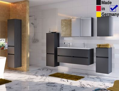 Badezimmer Britt 30 dunkelgrau 6-teilig Waschtisch 3D Spiegelschrank