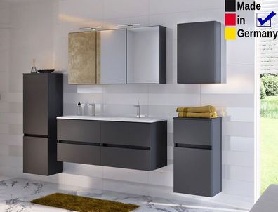 Badezimmer Britt 31 dunkelgrau 5-teilig Waschtisch 3D Spiegelschrank