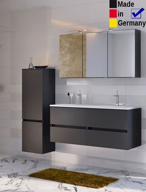 Badezimmer Britt 33 dunkelgrau 3-teilig Waschtisch 3D Spiegelschrank