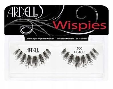Ardell Wispies 600 - Schwarze Kunstwimpern mit Kleber, 1 Paar
