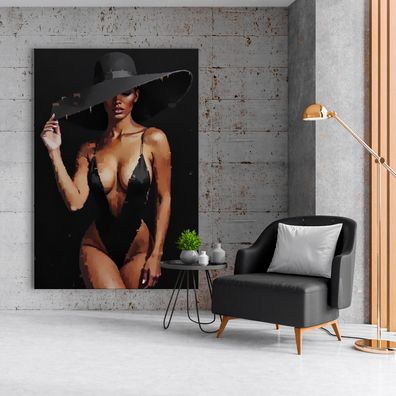 Feminine Kunst mit eleganter sexy Frau, Wandbild Poster, Leinwand oder Acrylglas Nr1