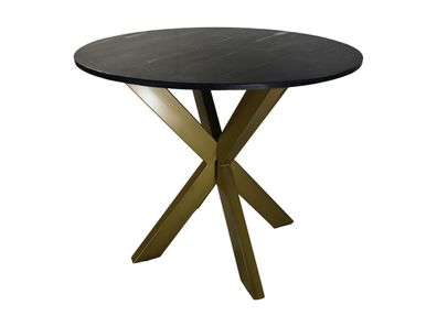 Esstisch Rund Marmor und Metall Schwarz und Gold