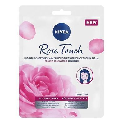 Nivea Rose Touch Hyaluronsaeure Feuchtigkeitsmaske mit Bio-Rosenwasser - 15ml