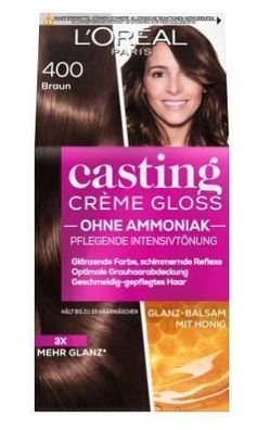 L'Oreal Glanz-Formel Haarfarbe 400 Braun, Langanhaltend, Wurzel-Braun, 50ml