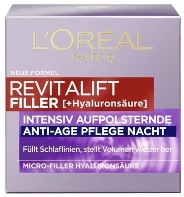 L'Oreal Revitalift Filler Nachtcreme, Anti-Aging Pflege, 50ml