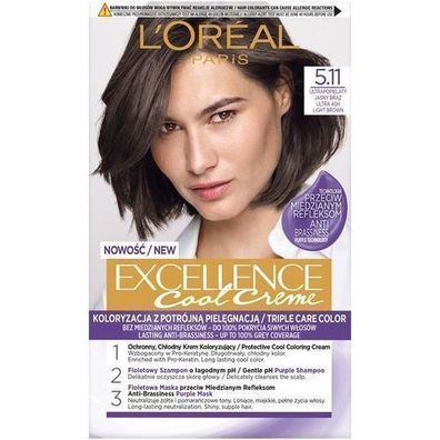 L'Oreal Paris Excellence Kuehle Creme Haarfarbe 5.11 Ultra Aschdunkelblond 172 ml