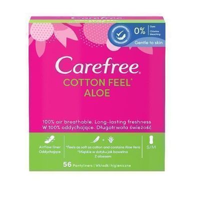 Carefree Baumwollgefuehl Normale Slipeinlagen Aloe Vera, 56 Stueck