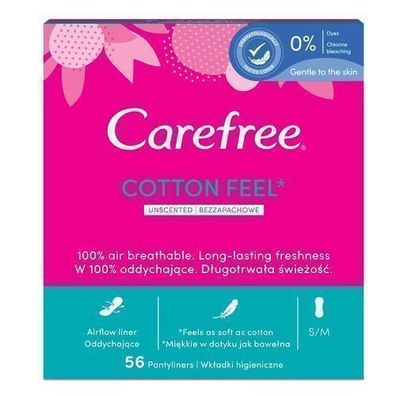 Carefree Baumwoll-Flies Slipeinlagen Normal, 56 Stueck