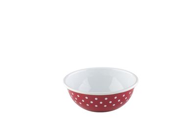 Ciotola Riess in Smalto Rosso a Pois per Insalata e Muesli Ø16cm
