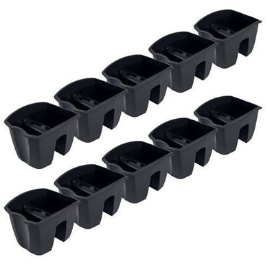 10x Blumenkasten 24cm Hängetopf Blumentopf Balkontopf Geländertopf Anthrazit