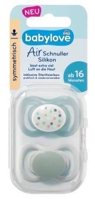 Babylove Air Silikon Schnuller Symmetrisch, Gruen, Gr. 3, 2er Pack, Ab 16 Monaten