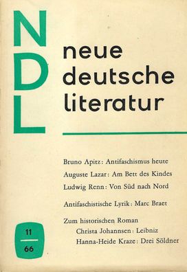 Neue Deutsche Literatur ndl 11-1966 Aufbau Verlag