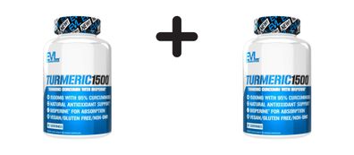 2 x EVL Nutrition Turmeric Curcumin (90 Caps) Unflavored