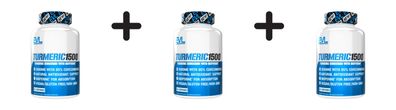 3 x EVL Nutrition Turmeric Curcumin (90 Caps) Unflavored