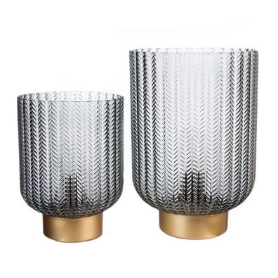 Casablanca LED Dekoleuchte "Perth" Glas rauchfarben goldfarbene Metall-Basis mit