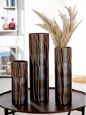 Gilde Zylindervase "Geäst" Glas braun 39267