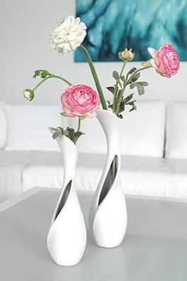 Gilde Keramik 1 x Flaschenvase"Vito" matt weiss Breite 10 cm Höhe 31 cm 43231