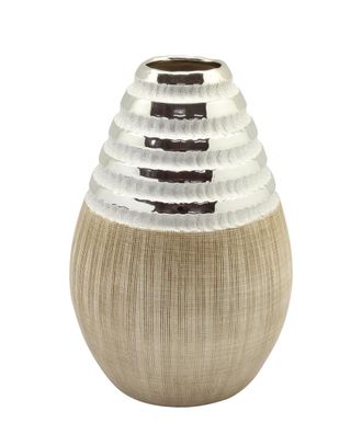 Gilde Konische Vase "Newtown" creme matt, silber glänzend L=13,5 cm B= 13,5 cm H