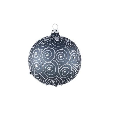 Rödentaler Weihnachtskugel Diamantschnecke Anthrazit/Silber 10 cm R04-0760101
