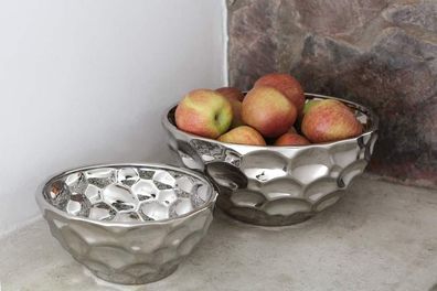 Fink BORA, Schale, Keramik, silberfarben, H. 9 cm, D. 21 cm Höhe: 8.50 cm Durchmes