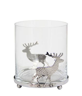 Kaheku Windlicht Minta vernickelt, Ø 17,5 cm H=30 cm 
Aluminium Klarglas
 99990415