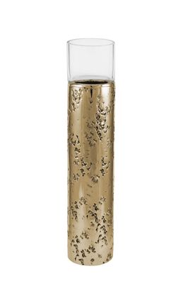 Kaheku Windlicht Loukia antik gold Aluminium mit Glasaufsatz, Durchmesser 7,5 cm,
