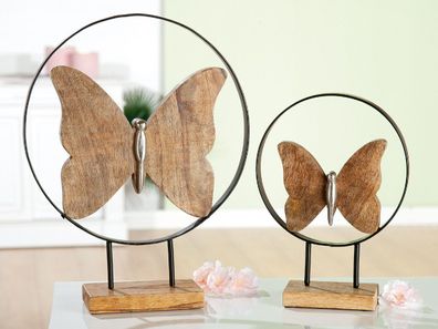 Gilde Kreis "Schmetterling" Schmetterling aus Mangoholz, Metall pulverbeschichtet