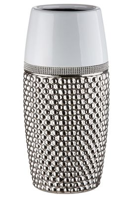 Gilde Vase "Bubble" Keramik silberfarben 47349