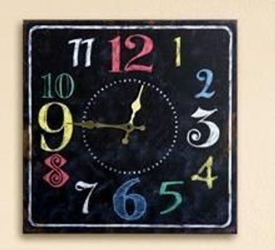 Gilde MDF Wanduhr m. farbigen Ziffern quadratisch, Hintergrund dunkelbraun Länge