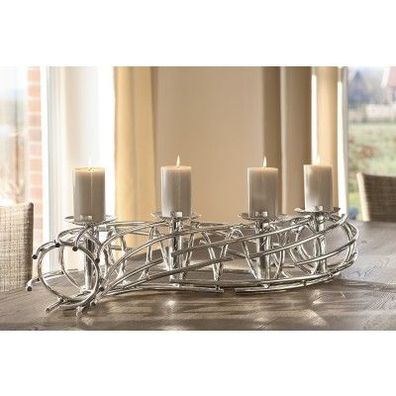 Fink CORONA, Stumpenkerzenleuchter, 4-flammig, vernickelt, silberfarben, L. 104