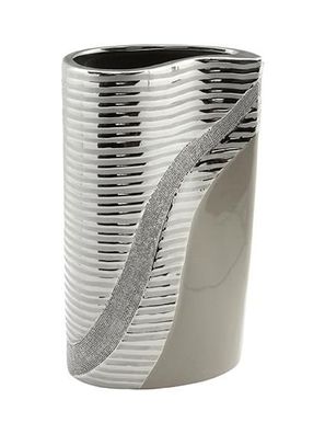 Gilde Vase "Valletta" Öffnung in Tropfenform grau, platin Länge 10,5 cm Breite